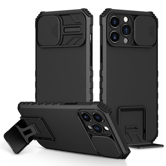 Apple iPhone 11 (XI6.1) Easy Viewing Kickstand Camera Protection Hybrid Case Cover - Black (1105636)