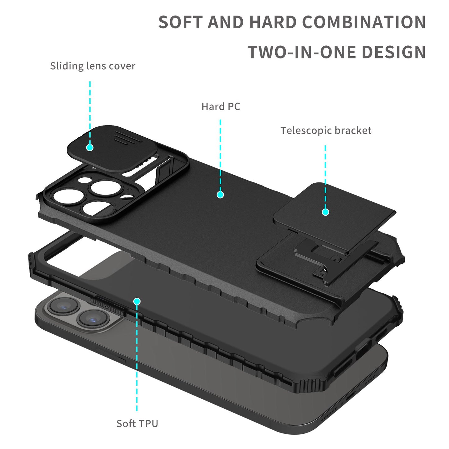 Apple iPhone 11 (XI6.1) Easy Viewing Kickstand Camera Protection Hybrid Case Cover - Black (1105636)