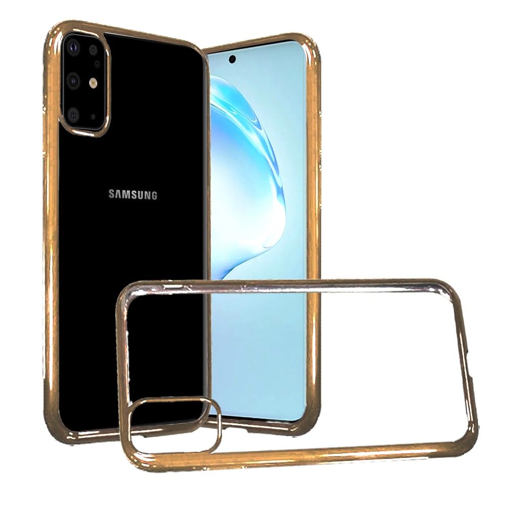 Samsung Galaxy s20 Plus Electroplated Shiny Chrome Shock Proof Case - Clear/Gold (10277)