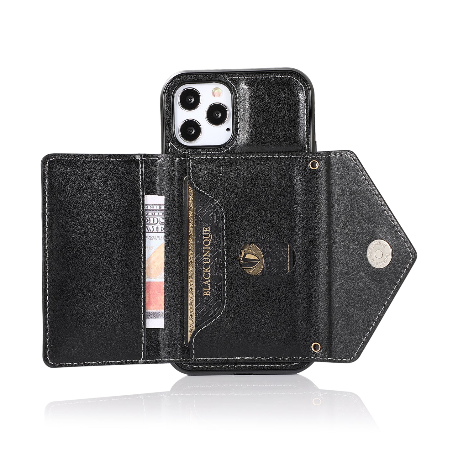 Apple iPhone SE2 (2020) 8/7 ELEGANT Wallet Case ID Money Holder Case Cover - Black (1103016)