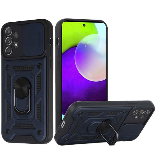 Samsung Galaxy A52 5G ELITE Camera Push Magnetic Ring Stand Hybrid Case Cover - Blue (1103384)