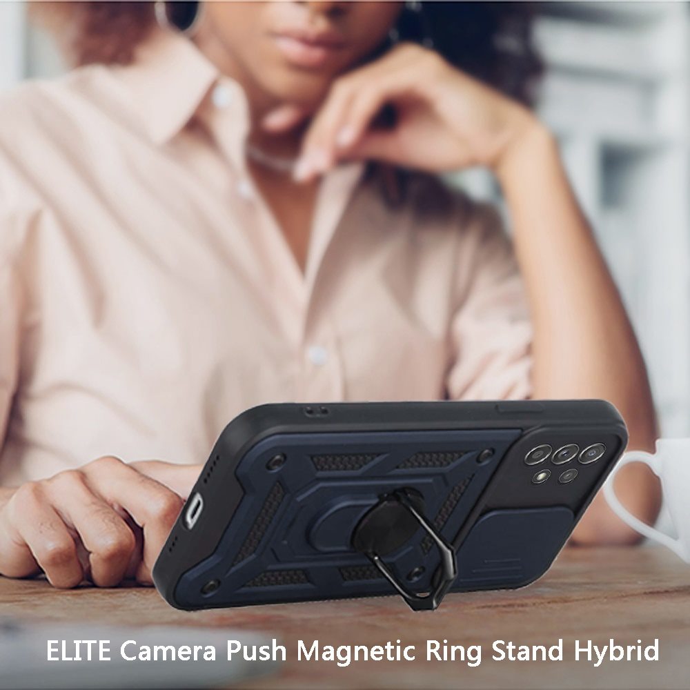 Samsung Galaxy A52 5G ELITE Camera Push Magnetic Ring Stand Hybrid Case Cover - Blue (1103384)