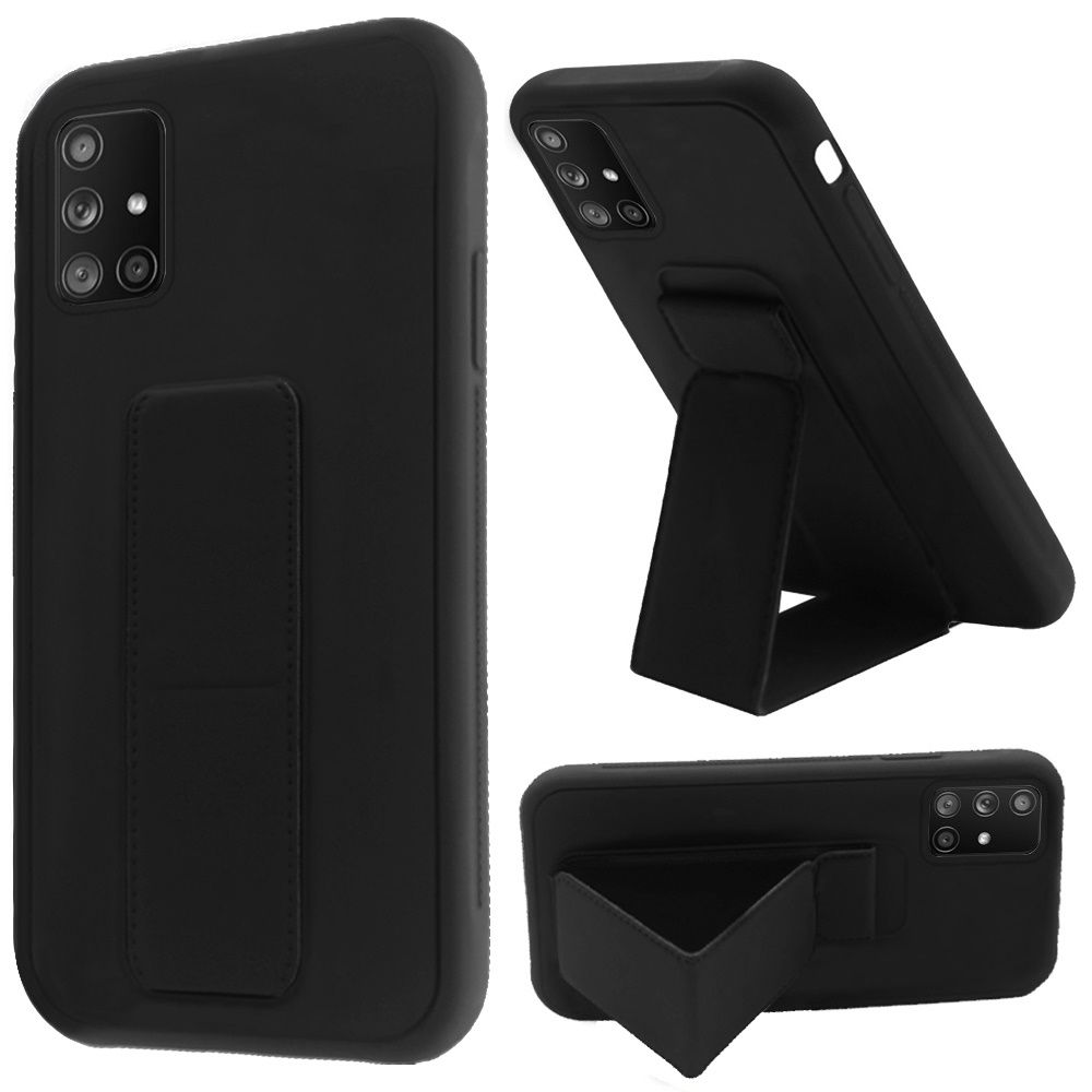 Galaxy A51 5G Foldable Magnetic Kickstand Vegan Case Cover - Black (10988)