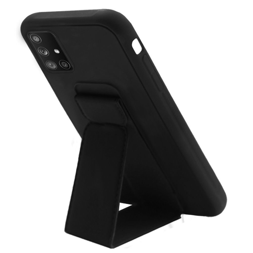 Galaxy A51 5G Foldable Magnetic Kickstand Vegan Case Cover - Black (10988)