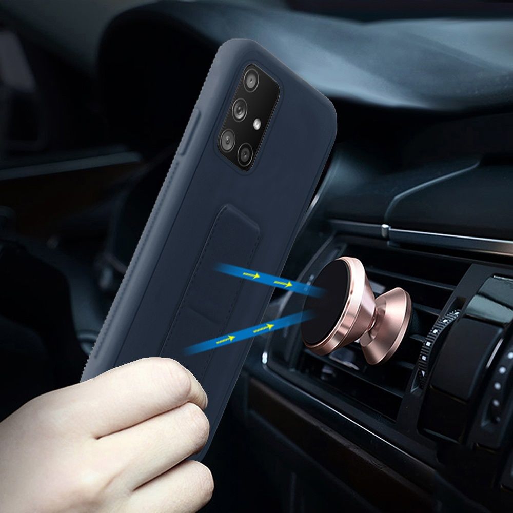 Galaxy A51 5G Foldable Magnetic Kickstand Vegan Case Cover - Blue (10990)