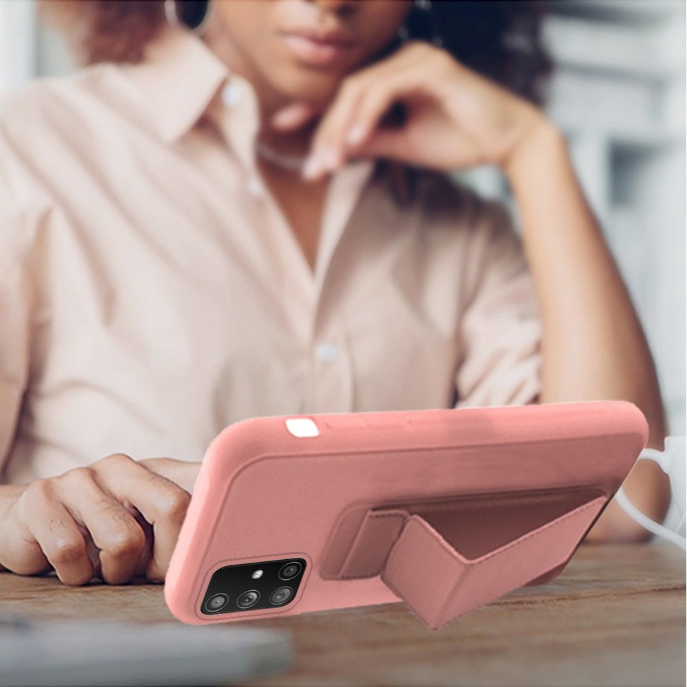 Galaxy A51 5G Foldable Magnetic Kickstand Vegan Case Cover - Light Pink (10989)