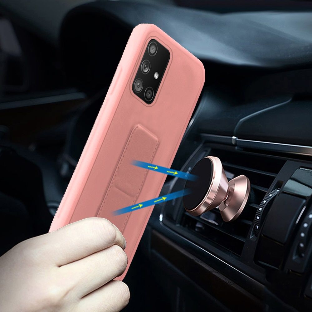 Galaxy A51 5G Foldable Magnetic Kickstand Vegan Case Cover - Light Pink (10989)