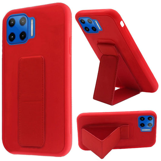 Motorola Moto One 5G, Moto G 5G Plus Foldable Magnetic Kickstand Vegan Case Cover - Red (1101756)