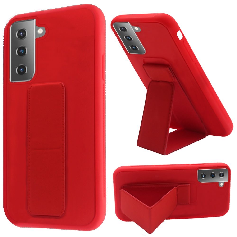 Samsung Galaxy S21 FE Foldable Magnetic Kickstand Vegan Case Cover - Red (1103297)