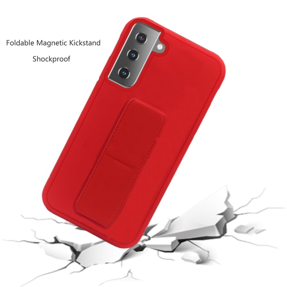 Samsung Galaxy S21 FE Foldable Magnetic Kickstand Vegan Case Cover - Red (1103297)