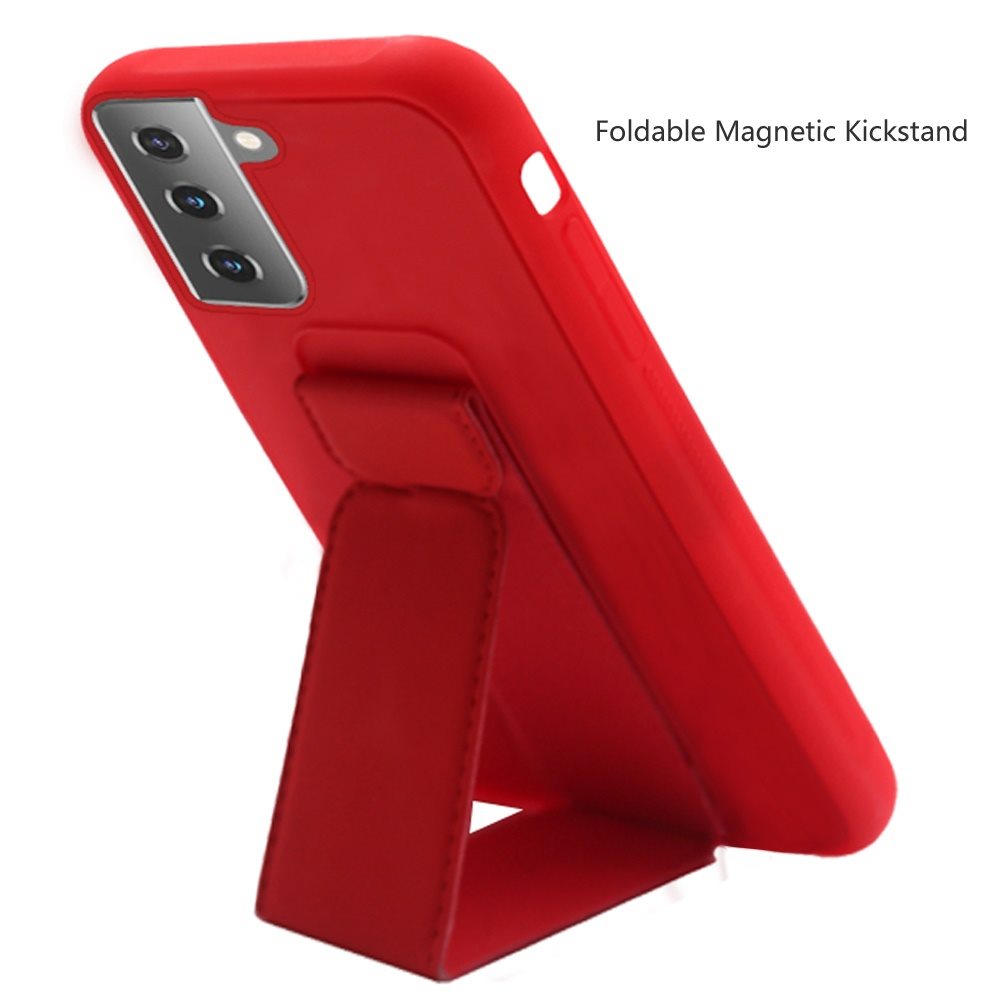 Samsung Galaxy S21 FE Foldable Magnetic Kickstand Vegan Case Cover - Red (1103297)