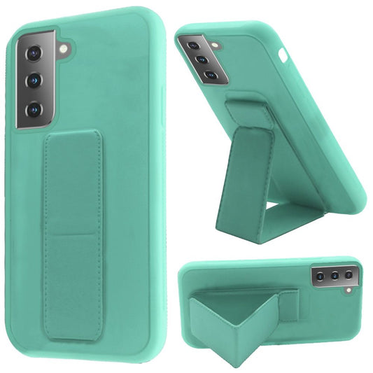 Samsung Galaxy S21 FE Foldable Magnetic Kickstand Vegan Case Cover - Teal (1103298)