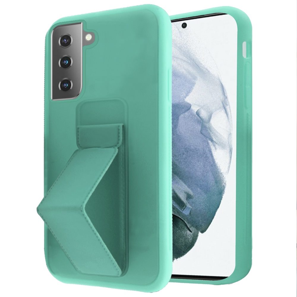 Samsung Galaxy S21 FE Foldable Magnetic Kickstand Vegan Case Cover - Teal (1103298)