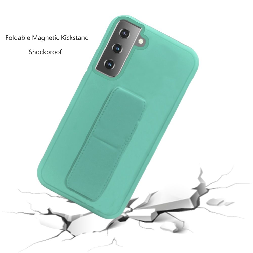 Samsung Galaxy S21 FE Foldable Magnetic Kickstand Vegan Case Cover - Teal (1103298)