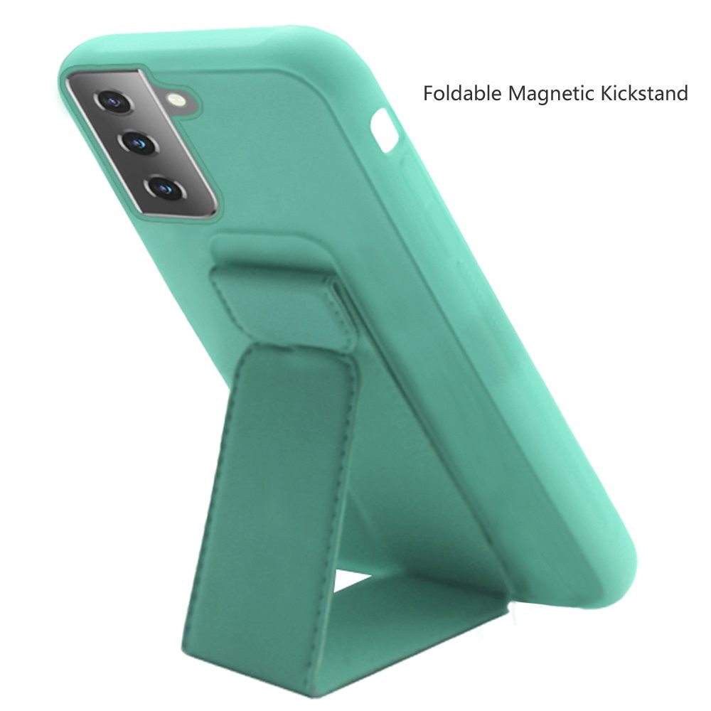 Samsung Galaxy S21 FE Foldable Magnetic Kickstand Vegan Case Cover - Teal (1103298)