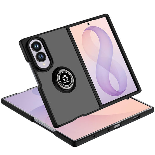 Samsung Z Fold 8 Unique Flip Magnetic Ring Stand Transparent Hybrid Case Cover - Clear+Black (1108239) (MSRP $49.99)