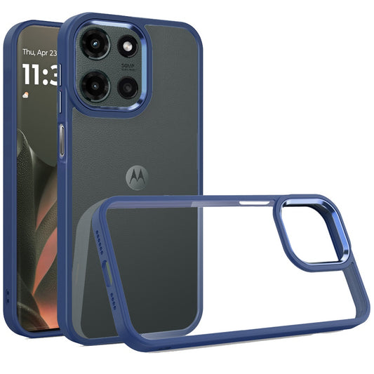 Motorola Edge 2025 Finest Transparent Thick Acrylic Hybrid Metal Buttons Cover Case - Blue ( 1103561) (MSRP $49.99)