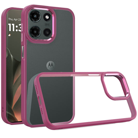 Motorola Edge 2025 Finest Transparent Thick Acrylic Hybrid Metal Buttons Cover Case - Burgundy ( 1103559) (MSRP $49.99)