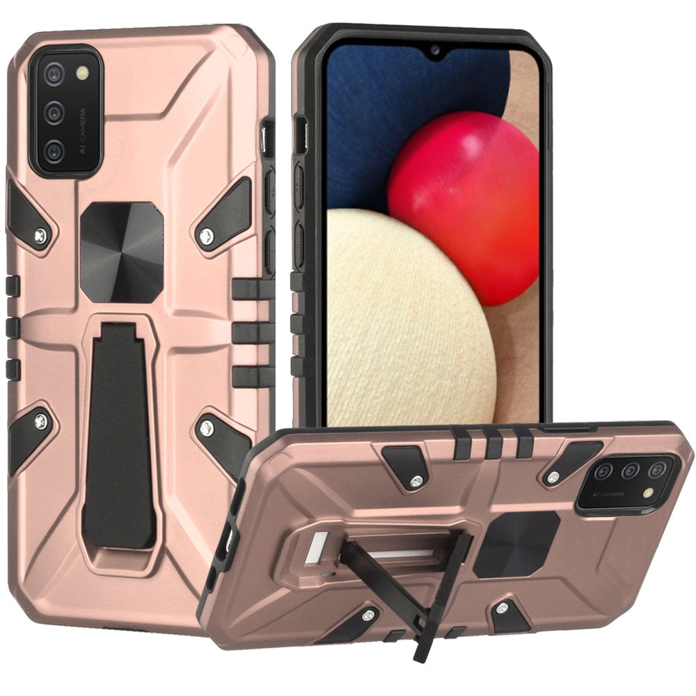 Samsung A02s Force Magnetic Tough Kickstand Hybrid Case Cover - Rose Gold (1100921)
