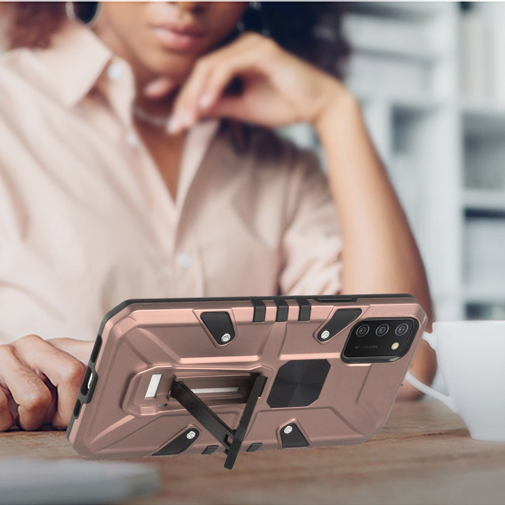Samsung A02s Force Magnetic Tough Kickstand Hybrid Case Cover - Rose Gold (1100921)