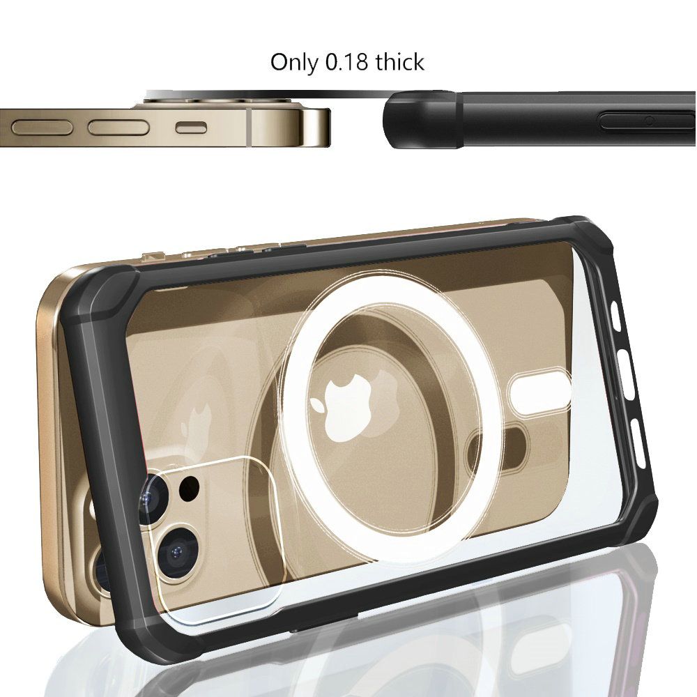 Apple iPhone 12 Mini 5.4 MegSafe Magnet Frosted Bumper Case Cover - Clear/Black (1101834)