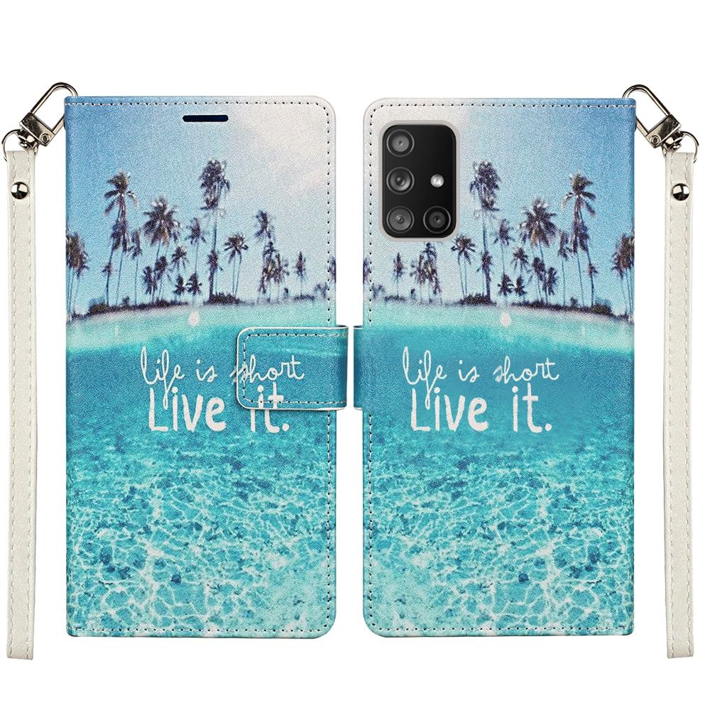 Galaxy A51 5G Vegan Design Wallet ID Card Case Cover - Live Life (10992)