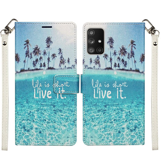 Galaxy A51 5G Vegan Design Wallet ID Card Case Cover - Live Life (10992)
