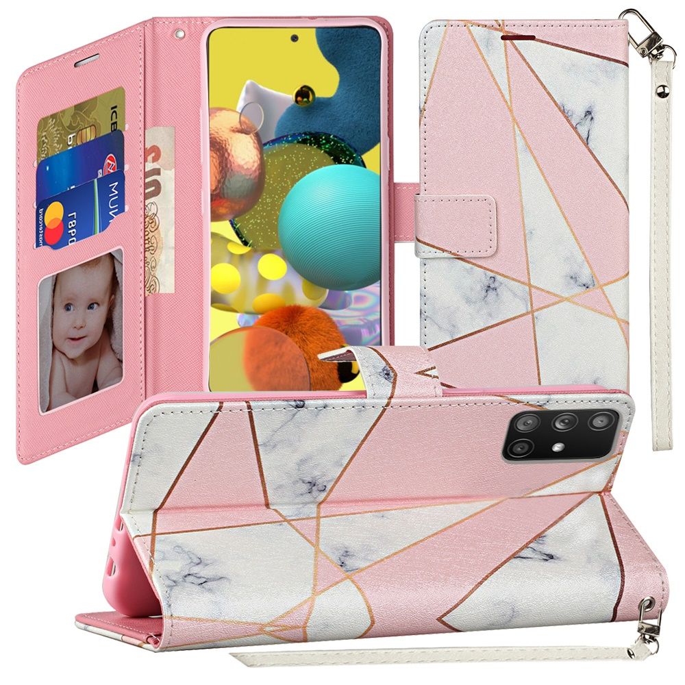 Galaxy A51 5G Vegan Design Wallet ID Card Case Cover - Marble (10993)