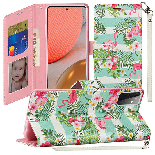 Moto G Power 2021 Vegan Design Wallet ID Card Case Cover - Flamingo (1103499)