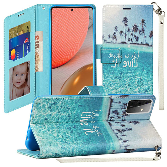 Moto G Power 2021 Vegan Design Wallet ID Card Case Cover - Live Life (1100657)