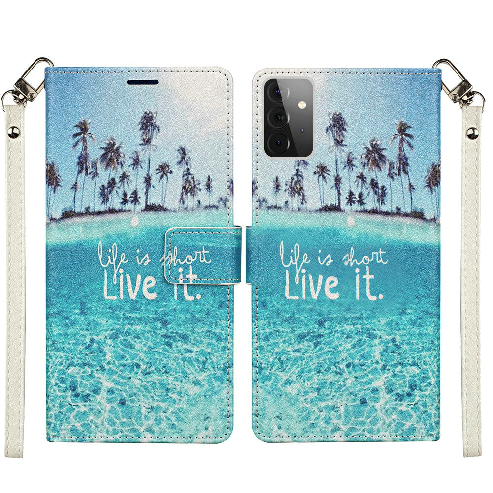 Moto G Power 2021 Vegan Design Wallet ID Card Case Cover - Live Life (1100657)