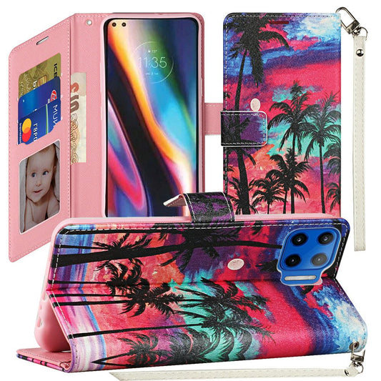 Motorola Moto One 5G Vegan Design Wallet ID Card Case Cover - Beautiful Island (1101701)