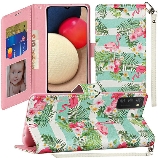 Samsung A02s Vegan Design Wallet ID Card Case Cover - Flamingo (1100938)