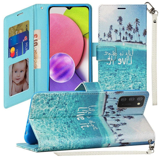 Samsung A13 4G 2022 Vegan Design Wallet ID Card Case Cover - Live Life (1105218)