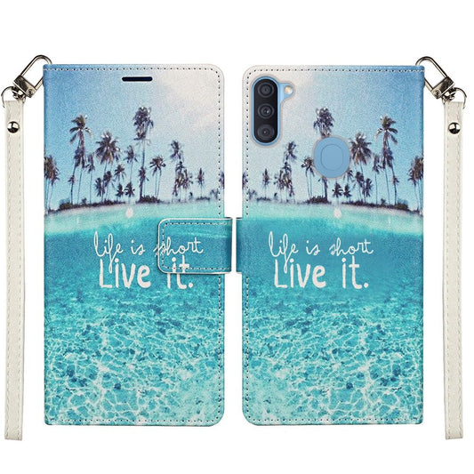 Samsung Galaxy A11 Vegan Design Wallet ID Card Case Cover - Live Life (110088)