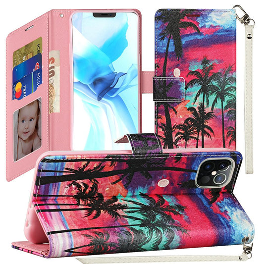 Apple iPhone 12 Pro Max 6.7 Vegan Design Wallet ID Card Case - Beautiful Island (110244)