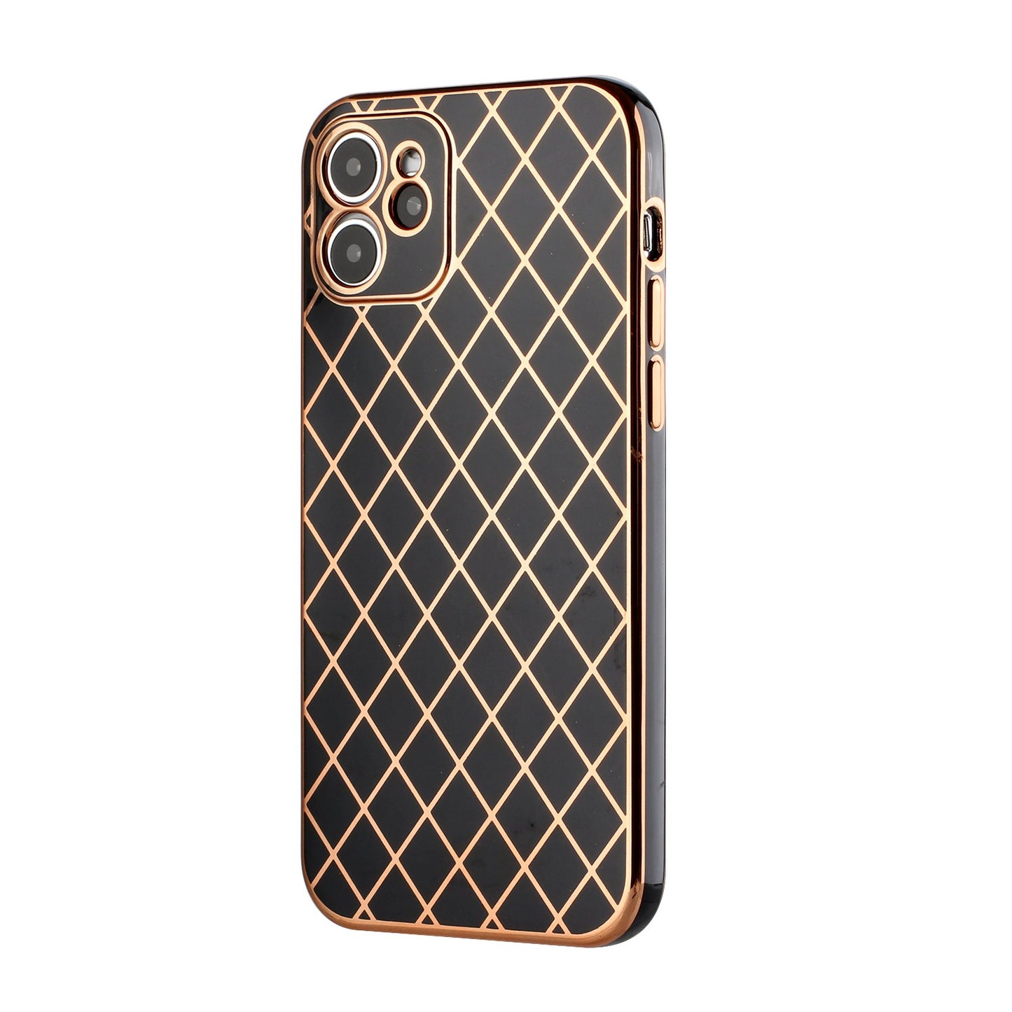 Apple iPhone XR Electroplated Grid Diamond Lines TPU Case Cover - Black (1103029)