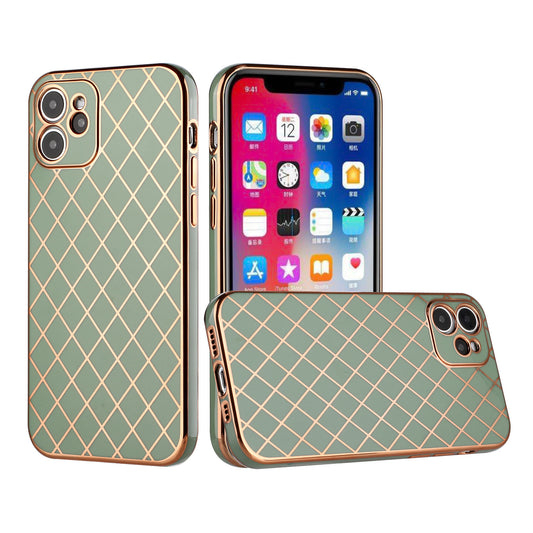 Apple iPhone XR Electroplated Grid Diamond Lines TPU Case Cover - Green (1103030)