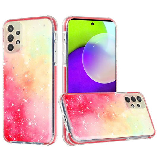 Samsung Galaxy A52 5G HOLI Colorful Epoxy Glitter Hybrid TPU Case Cover - Pink & Yellow (1101508)