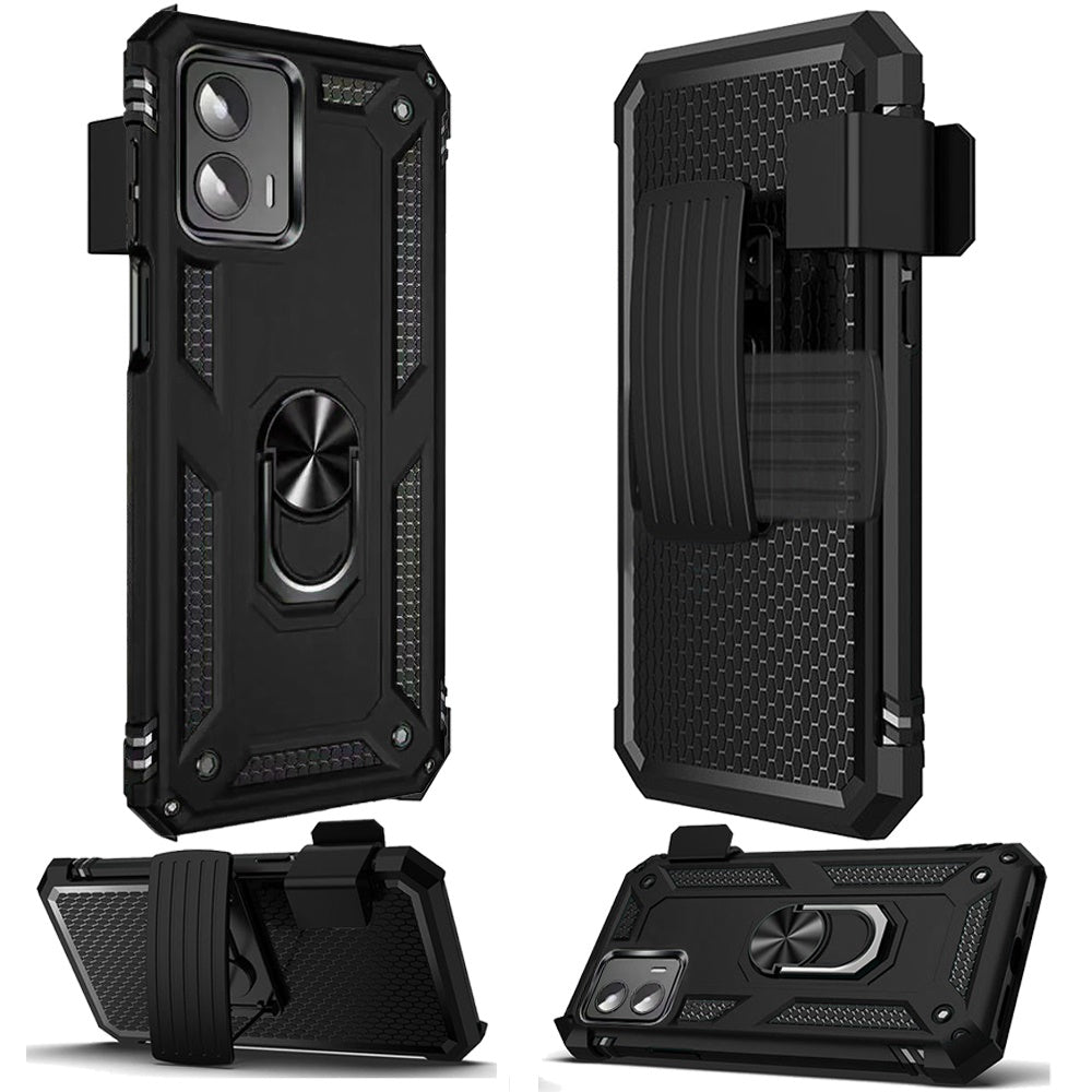 Motorola MOTO G 5G 2023 Holster Magnetic Ringstand Clip Cover Case - Black (1105838)