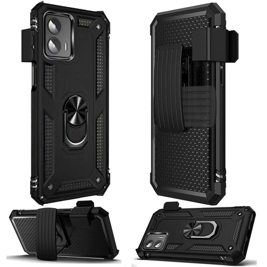 Motorola MOTO G 5G 2023 Holster Magnetic Ringstand Clip Cover Case - Black (1105838)