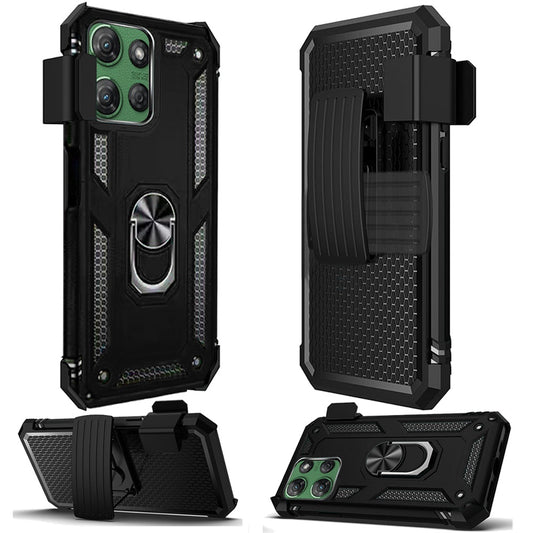 Motorola Moto G Power 5G 2025 Holster Magnetic Ringstand Clip Cover Case - Black (1102642)