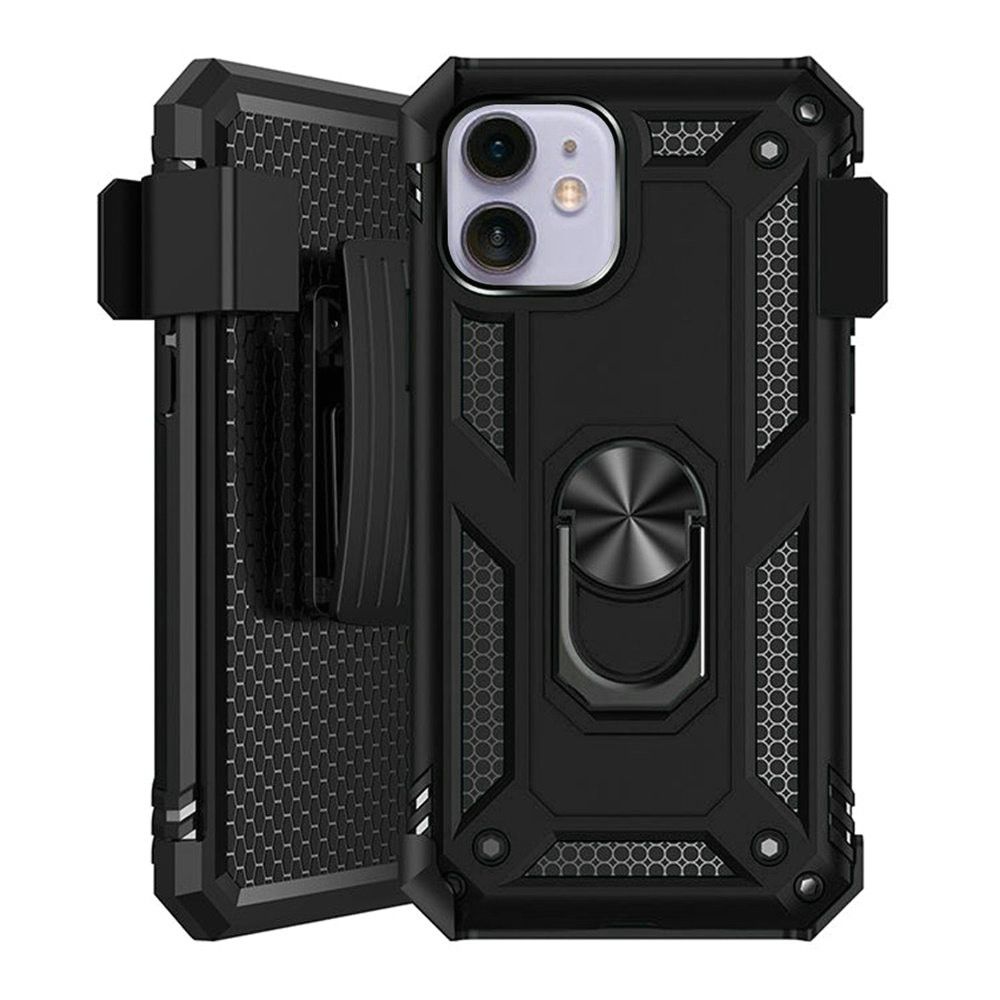 Apple iPhone 12 Mini 5.4 Holster Magnetic Ringstand Clip Cover Case - Black (1101836)