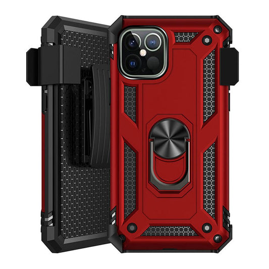 Apple iPhone 12 Pro Max 6.7 Holster Magnetic Ringstand Clip Cover Case - Red (1101091)
