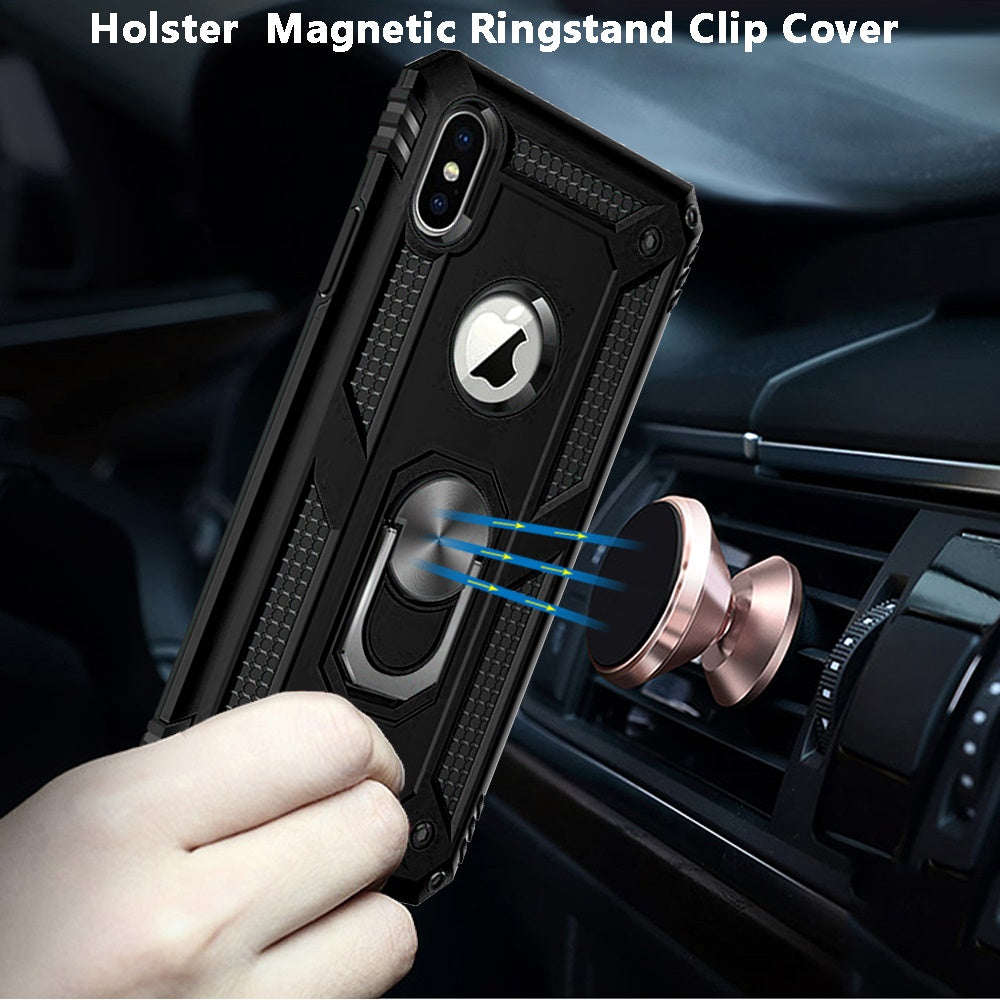 Apple iPhone 13 Pro 6.1 Holster Magnetic Ringstand Clip Cover Case - Black (1101993)
