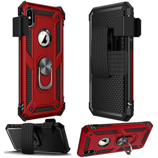 Apple iPhone 13 Pro 6.7 Max Holster Magnetic Ringstand Clip Cover Case - Red (1102007)