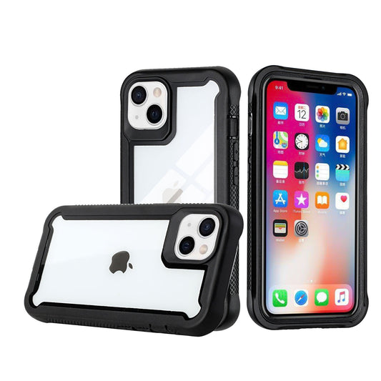 Apple iPhone 13 Pro 6.1 Transparent Shockproof Bumper 3in1 Hybrid Case Cover - Clear PC/Black TPU (1102302)