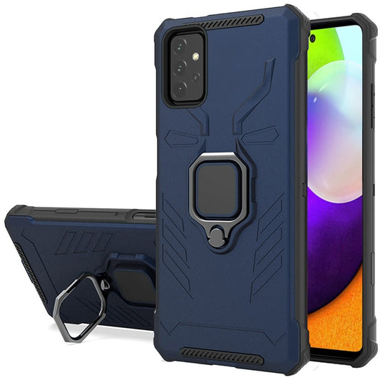 Samsung Galaxy A52 5G Craze Iron Man Lined Design Metal Magnetic Ring Stand - Navy Blue (1103397)