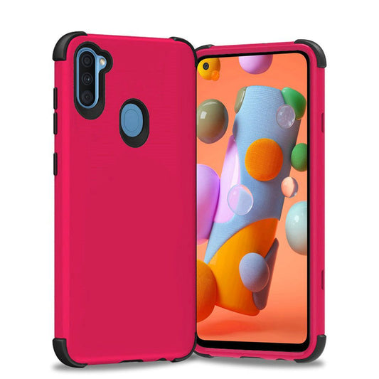 Samsung Galaxy A11 King Tuff Hybrid Case Cover - Hot Pink/Black (110069)