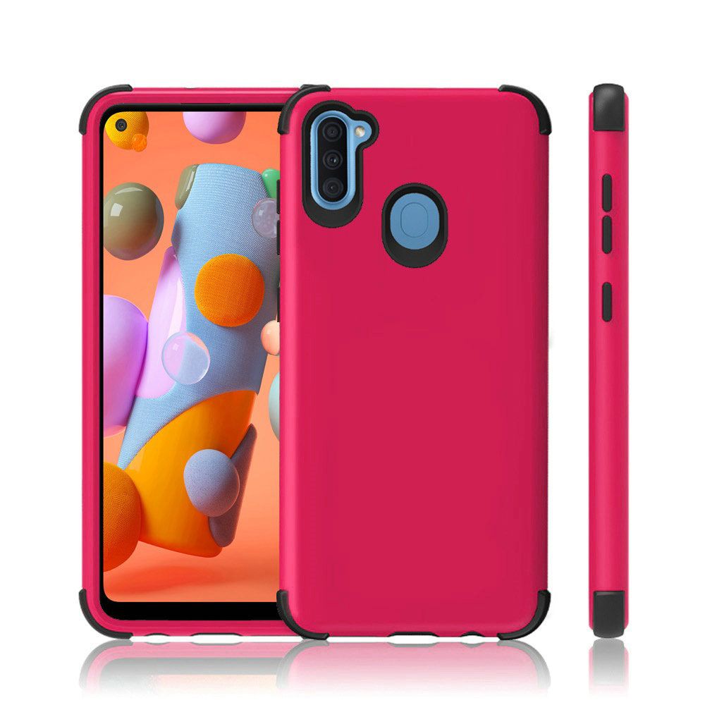 Samsung Galaxy A11 King Tuff Hybrid Case Cover - Hot Pink/Black (110069)